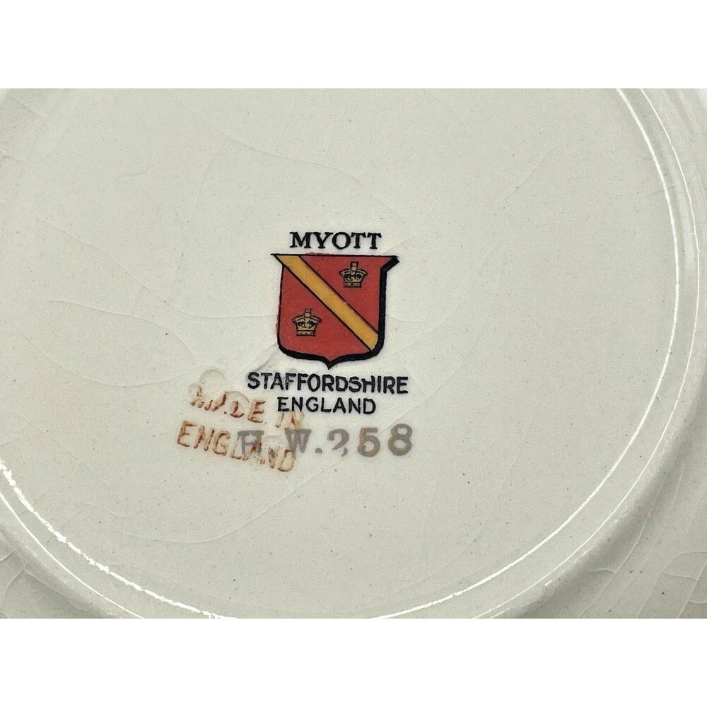 Myott Staffordshire England Cream Soup Bowls Set of 2 Cobalt Blue & Gold Rim